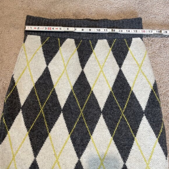 PRINGLE of Scotland x H&M Women's Argyle Midi Skirt Size L Gray Knit Preppy - Picture 6 of 10